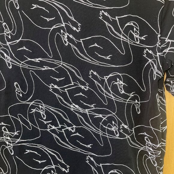 Victoria Beckham Womens Tee Shirt Size Small Black Scribble Swan Embroidered - Picture 9 of 9